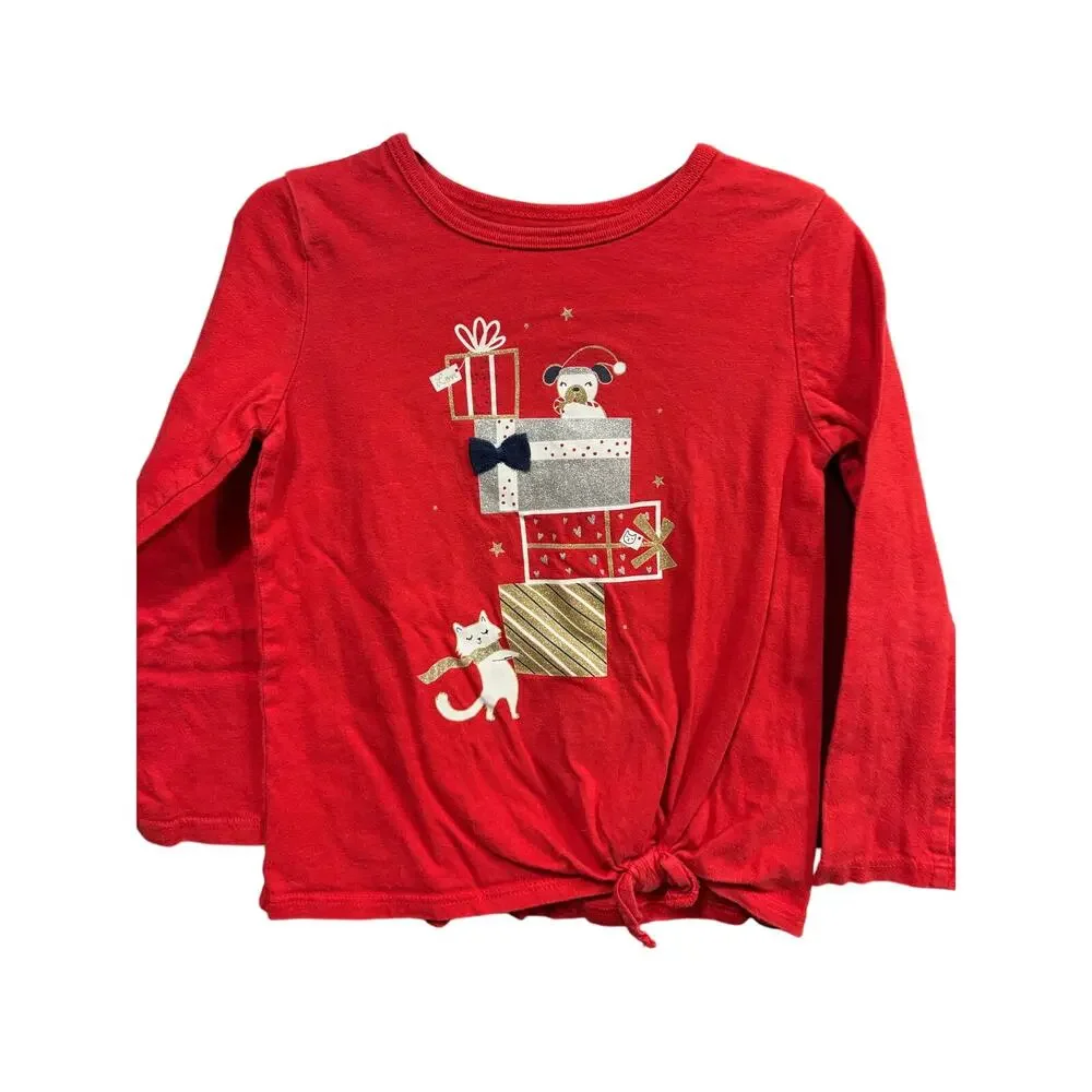 5/$20 Red LS Christmas Shirt - Carter's - 4T